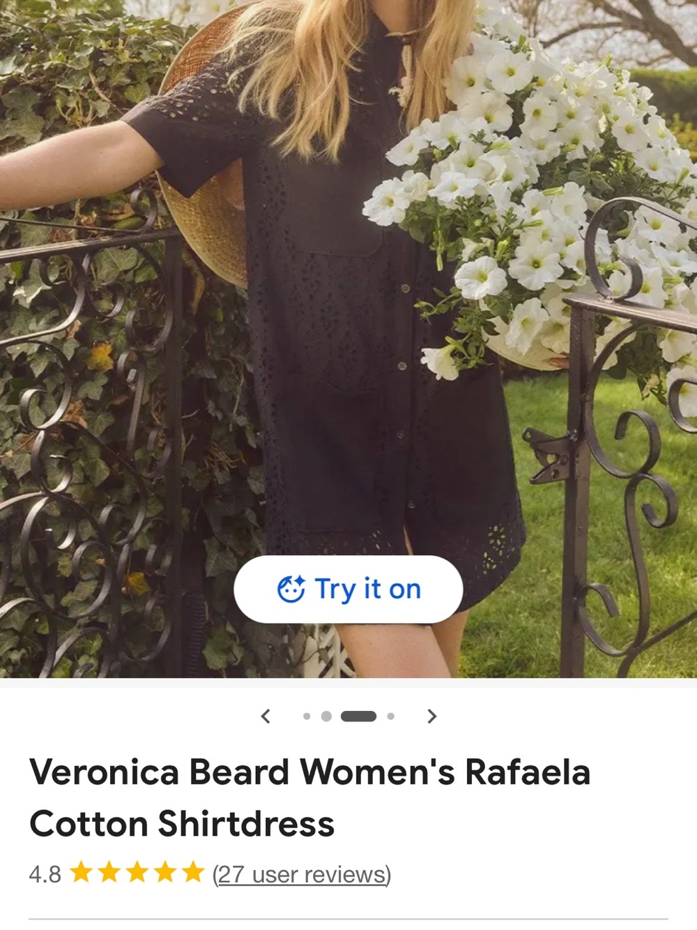Veronica Beard Black Eyelet Cotton Shirtdress